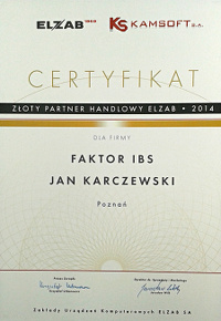 Faktor IBS - Złoty Partner ELZAB 2014
